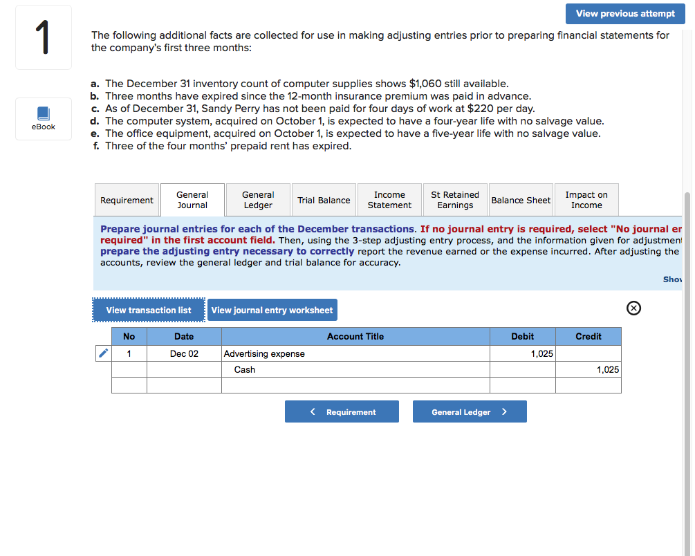 View previous attempt 1 The following additional facts are collected for