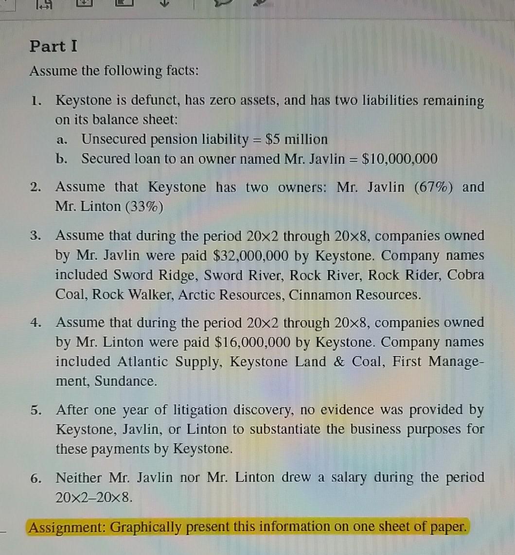  Please graphically present this information only. Part I Assume the following