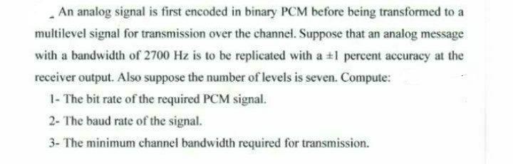 An analog signal is first encoded in binary PCM before being