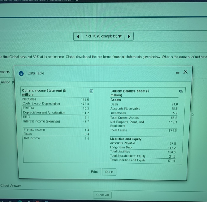 6% next year. Assume that Global pays out 50% of its net