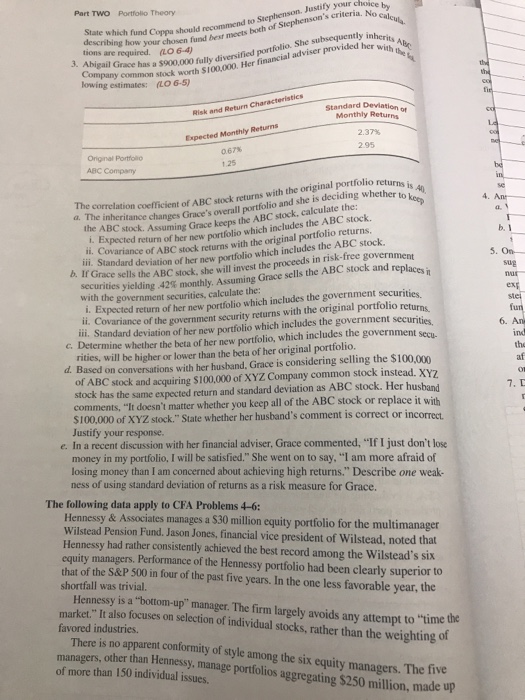 complete portfolios that you find in parts () and l you devote