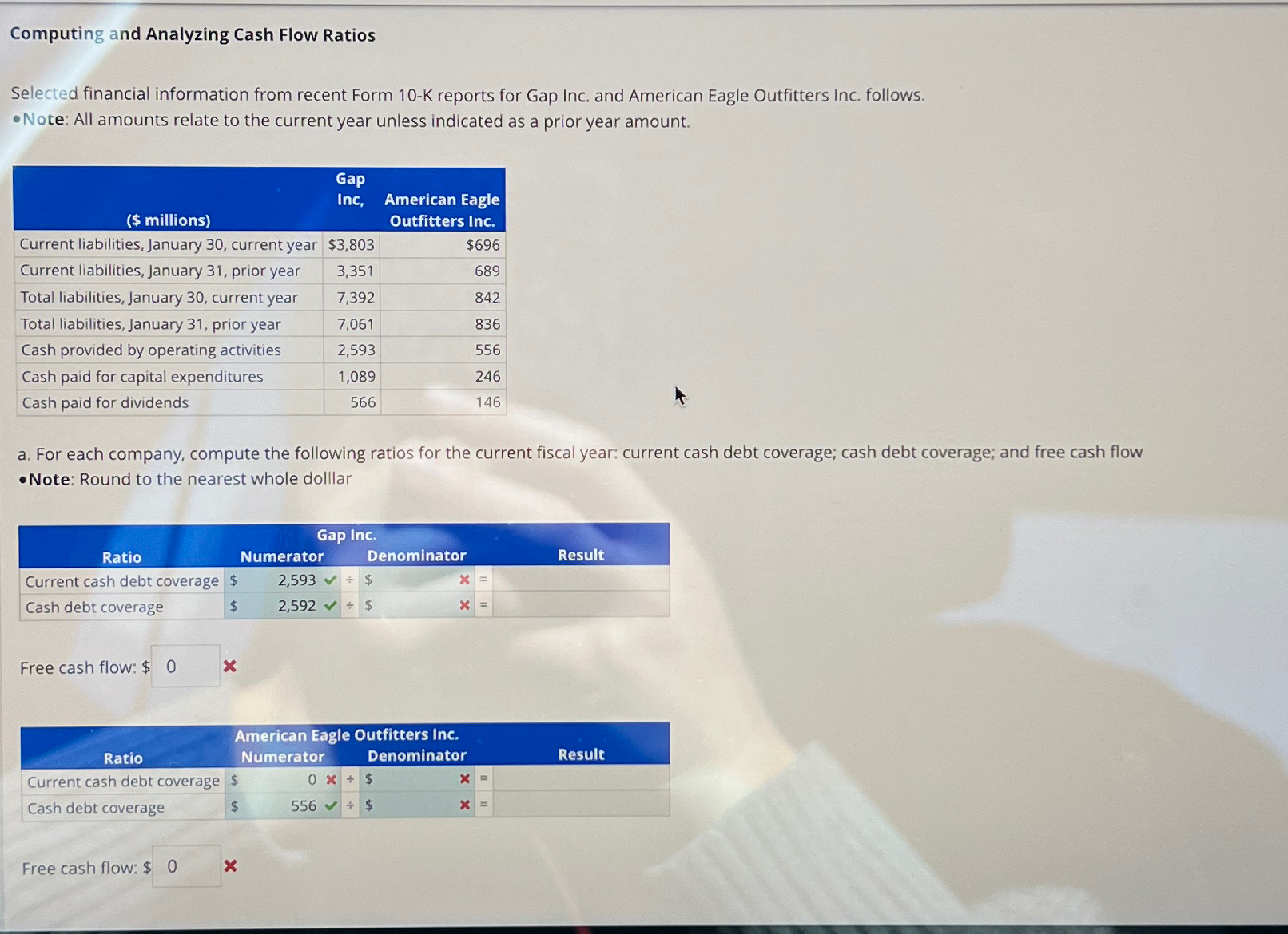  Computing and Analyzing Cash Flow Ratios Selected financial information from recent