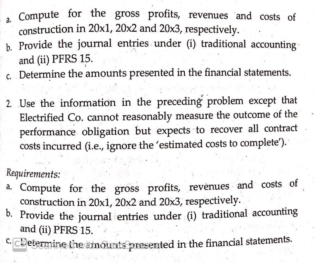 into a contract to construct a building for a customer. Electrified identifies