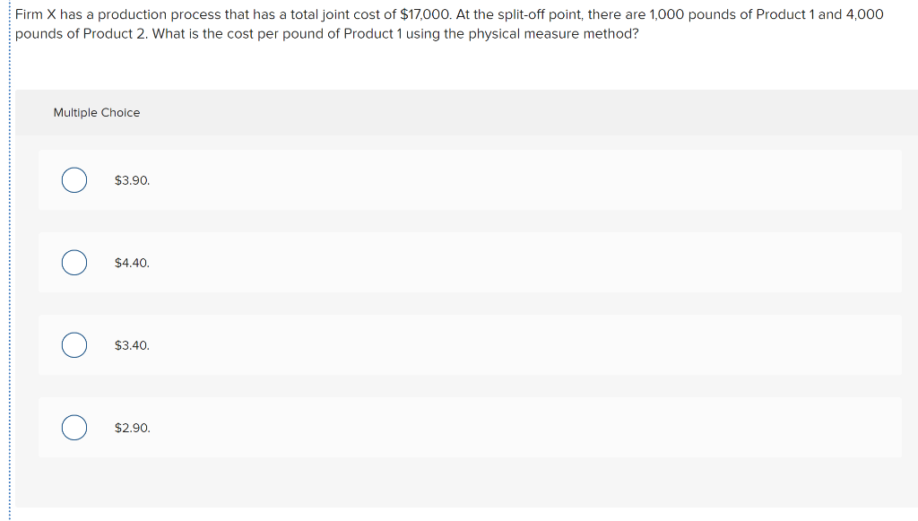 Firm X has a production process that has a total joint
