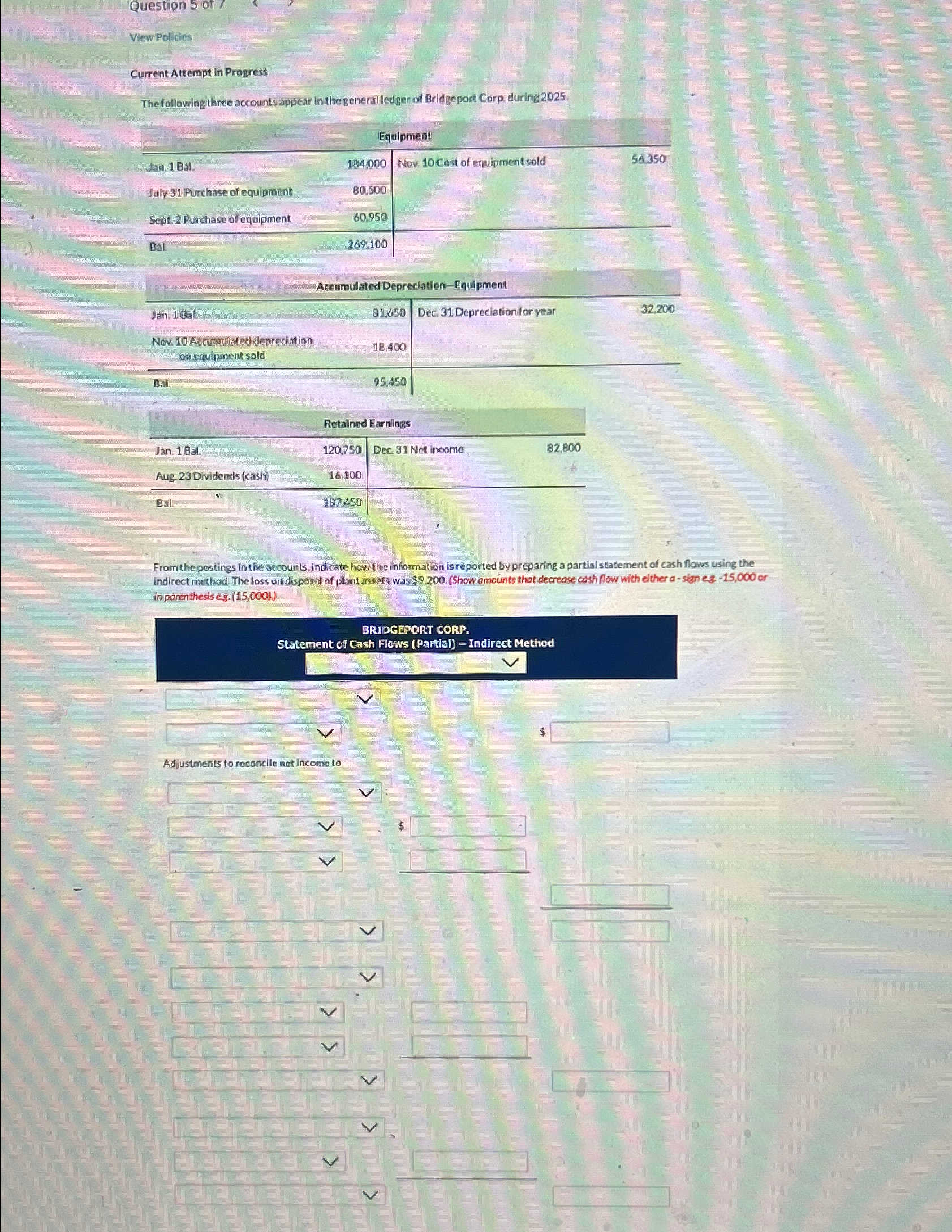  View Policics Current Attempt in Progress The following three accounts appear