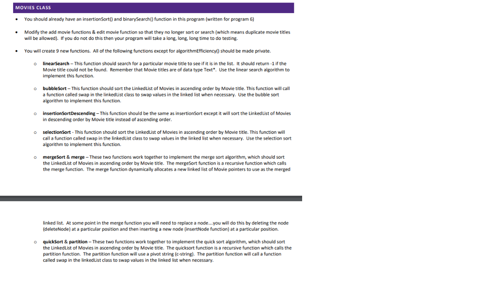 program. THANKS! Driver.cpp -------------------------------------------------------------------------------------------------------------------------------------------------------------------------------- #include "Movies.h" #include "Movie.h" #include "Text.h" #include "Timer.h"