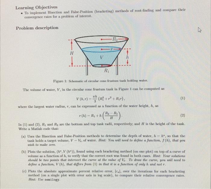  Learning Objectives - To implement Bisection and False-Position (bracketing) methods of
