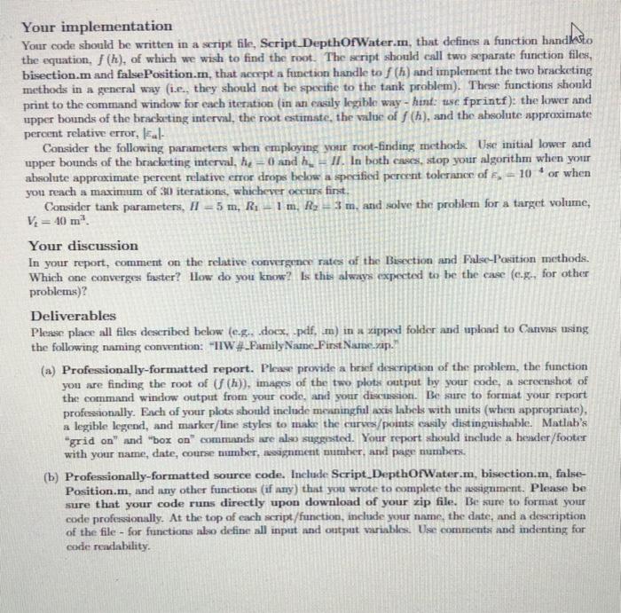volume of water, V, in the cirenlar cone frustum tank in Figure