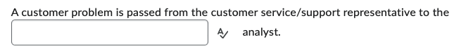 A customer problem is passed from the customer service/support representative to the