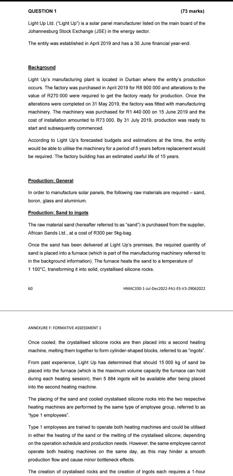  please help QUESTION 1 (73 marks) Light Up Ltd. ("Light Up")