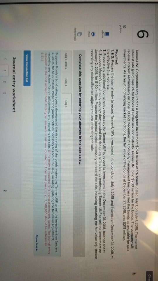 please do Req 4 Tanner-UNF Corporation acquired as a long-term investment