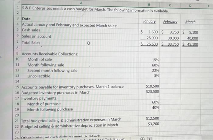 Referencing and Basic Math Functions S\&P Enterprises has provided data from the