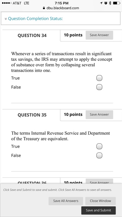  I need help please 7:15 PM dbu.blackboard.com AT&T LTE Question Completion