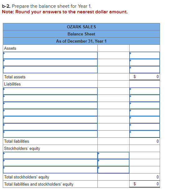The following transactions apply to Ozark Sales for Year 1: 1. The