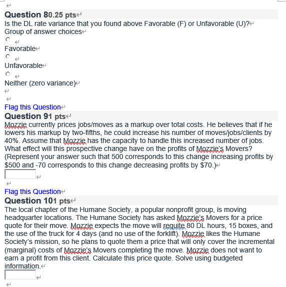 budgeted and actual activities, costs, and revenues from Mazie's Movers. The information