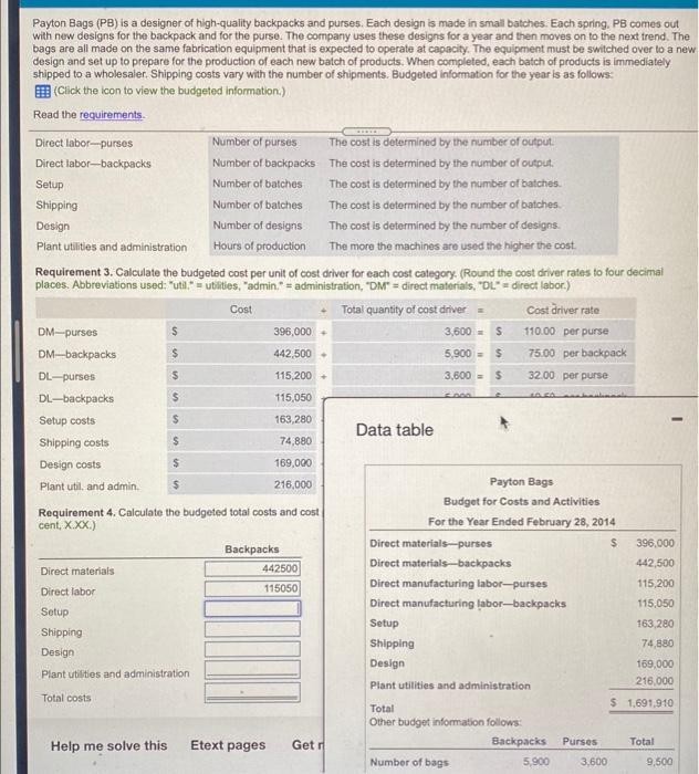 for requirement 4 i need: backpacks column, purses & total $ $