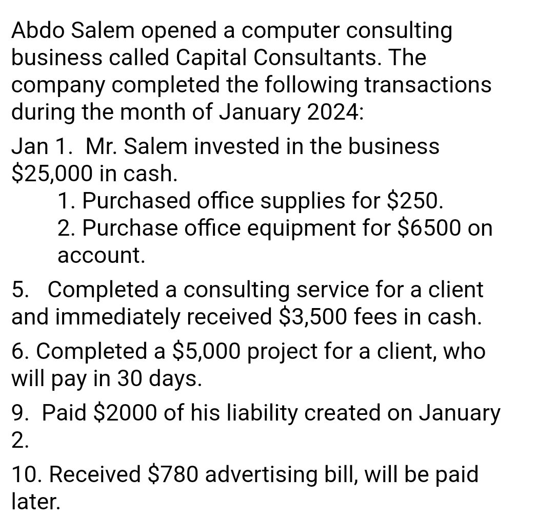  Abdo Salem opened a computer consulting business called Capital Consultants. The