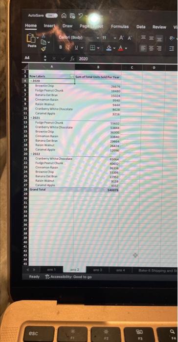 table on its own worksheet label each appropriately for each question: Bake-lt