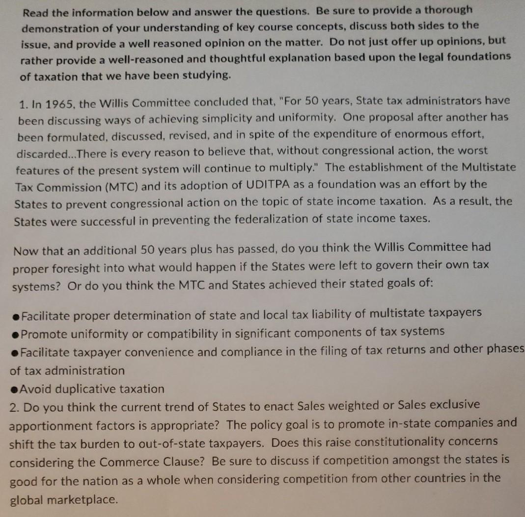 Read the information below and answer the questions. Be sure to