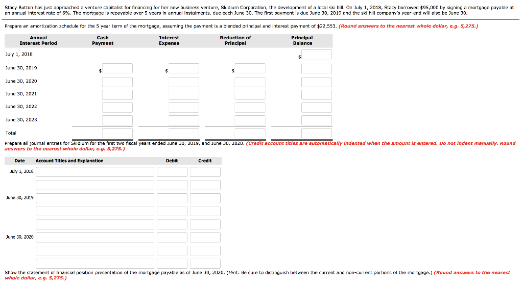  Stacy Button has just approached a venture capitalist for financing for