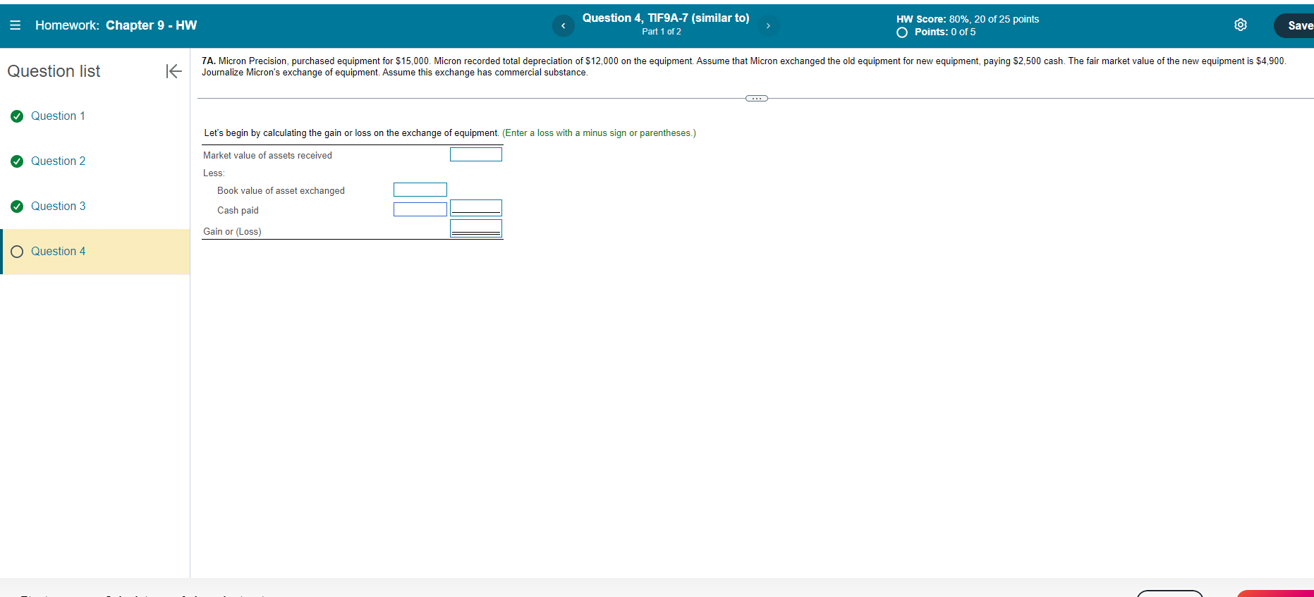 Homework: Chapter g HW Save Question 4, TIF9A-7 (similar to) Part 1