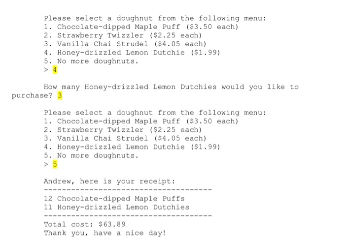 Strudel (.05 each)) print ( 4 . Honey-drizzled Lemon Dutchie (S1 .