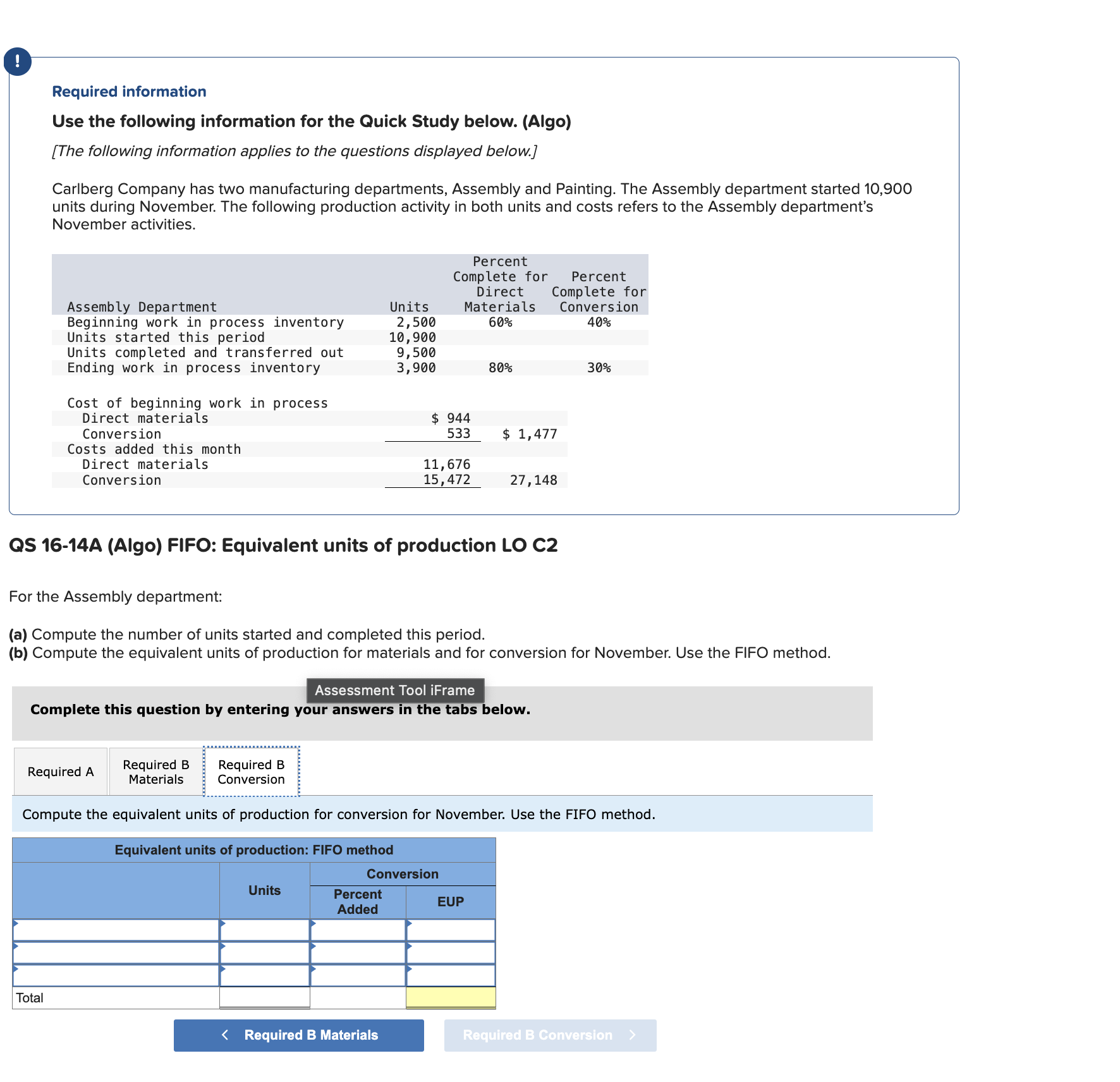  Required information Use the following information for the Quick Study below.