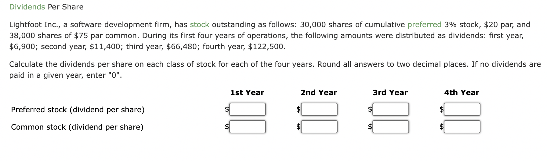  Lightfoot Inc., a software development firm, has stock outstanding as follows: