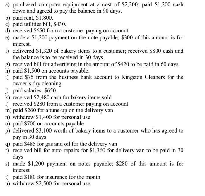 morning... ACCT 26 TEST #1 Brenda Patterson has operated Brenda's Bakery for