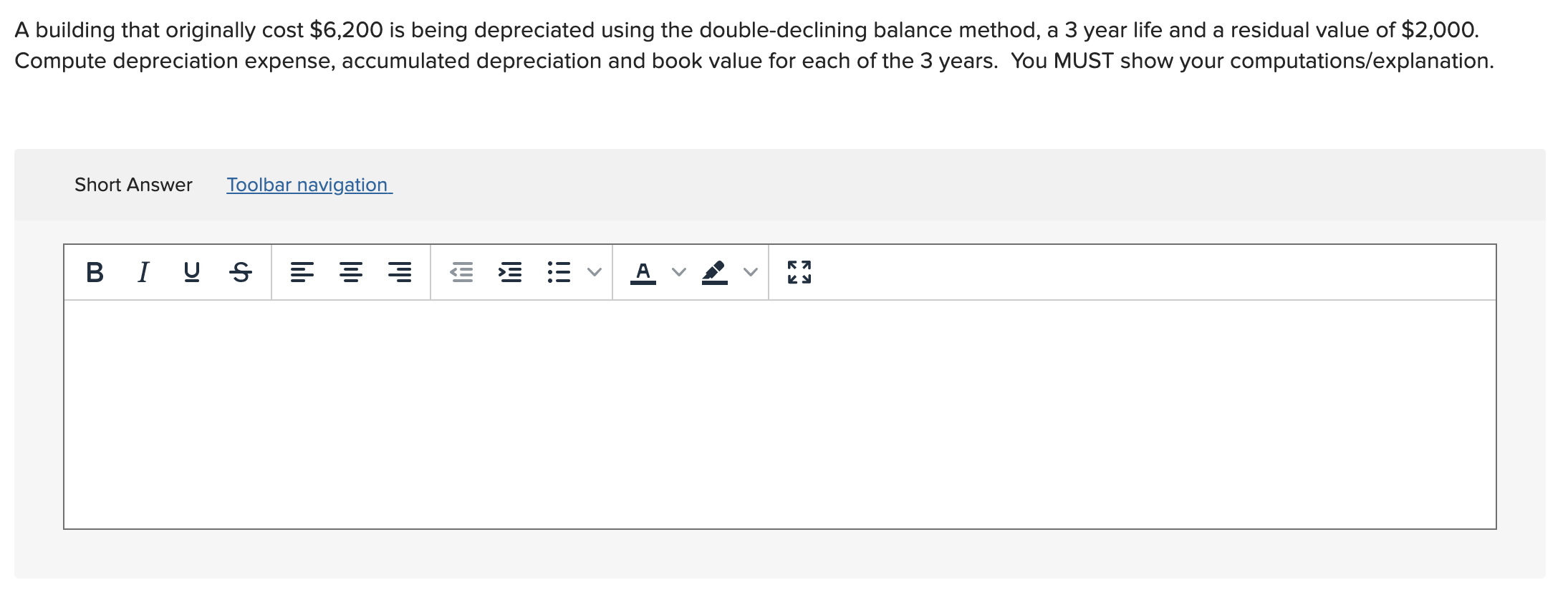  building that originally cost $6,200 is being depreciated using the double-declining