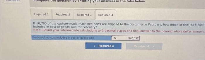 this job's cos included in cost of goods sold for February? Note: