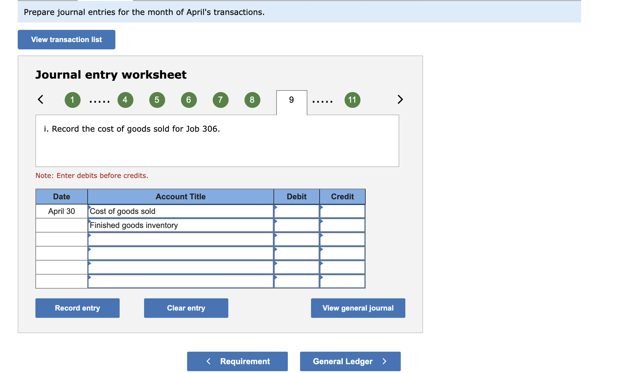 balance of $89,500. b. Raw materials purchases in April are $503,800, and