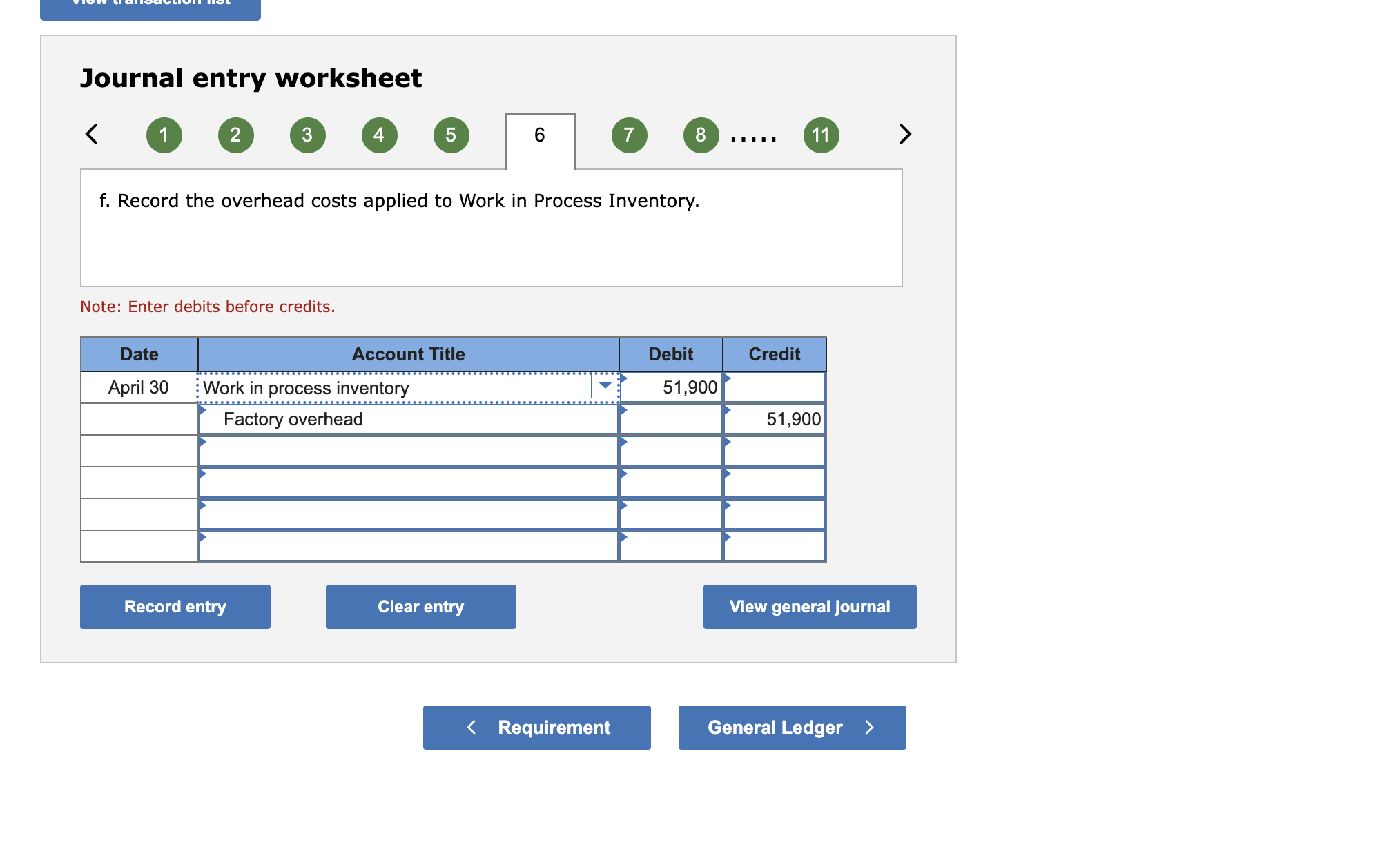 $33,900; factory utilities, $20,900; and factory equipment depreciation, $54,800. d. Predetermined overhead
