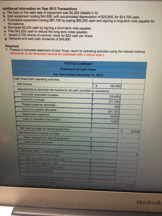 Forten Company, a merchandiser, recently completed its calendar-year 2013 operations. For the