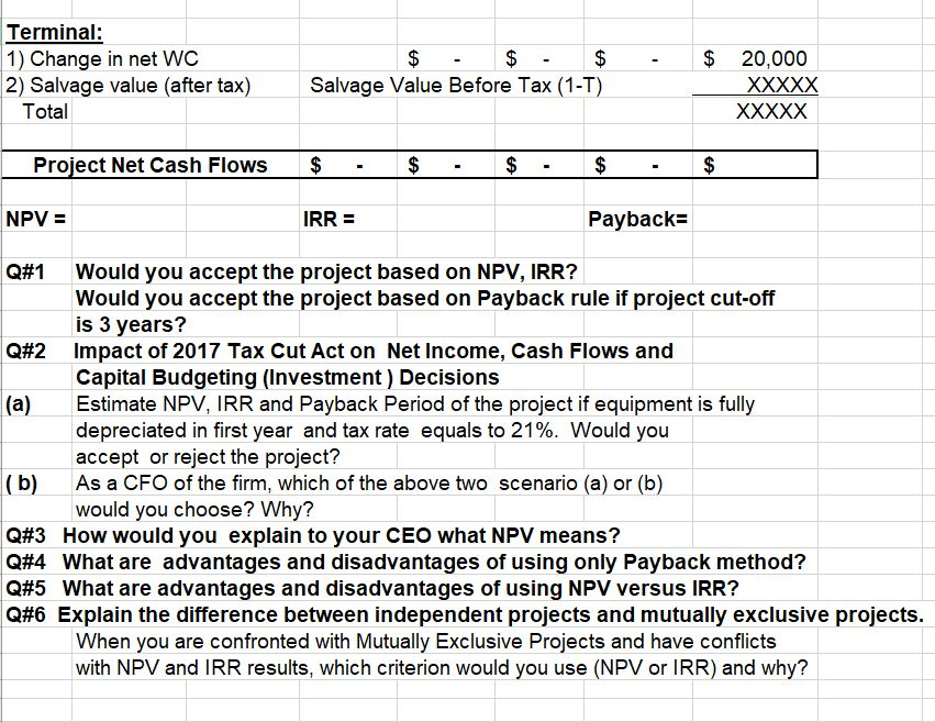 (a) Develop proforma Income Statement Using Excel Spreadsheet (b) Compute Net Project