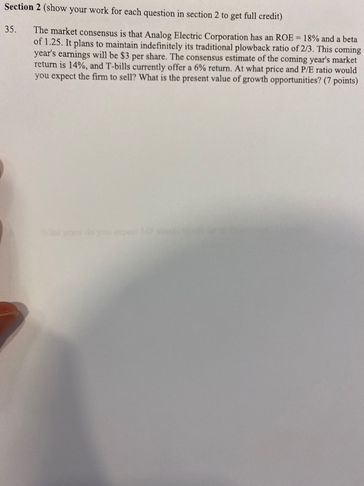  Section 2 (show your work for each question in section 2