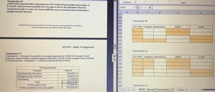 th edition, by Granof, Khumawala, and Calabrese, Wiley Publishing Trensaction 16: Manapriment