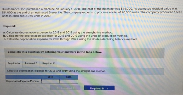  Duluth Ranch, Inc. purchased a machine on January 1, 2018. The