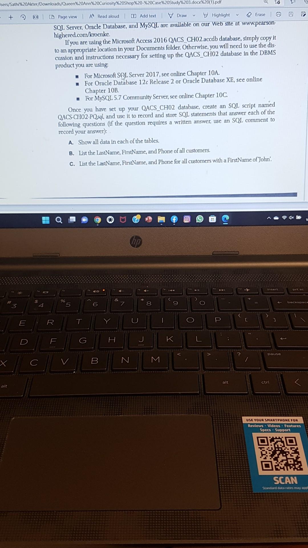  Hello I need A-V all Query Design SQL form Queen Case
