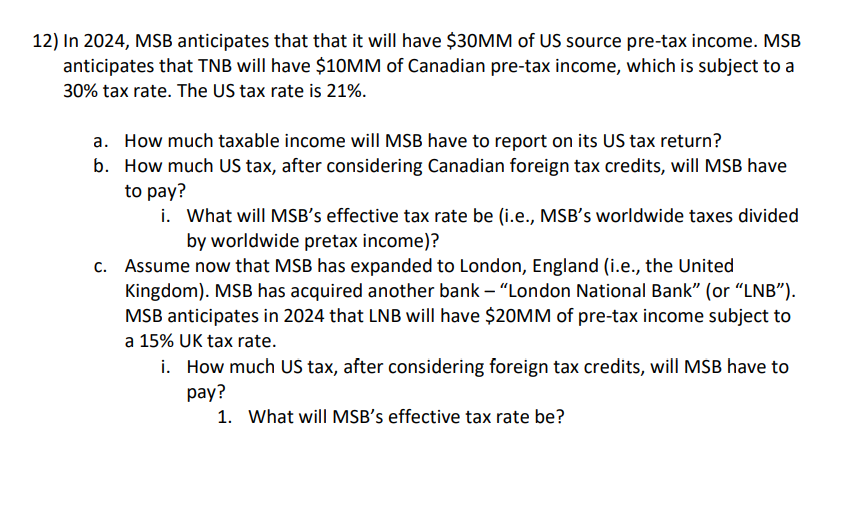  In 2024, MSB anticipates that that it will have $30M M