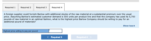 give chance to others. thank you) Barlow Company manufactures three products-A, B,