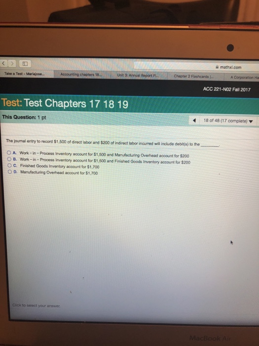  mathul.com Take a Test- Mariajose... Accounting chapters 18.. Unit 3: Annual