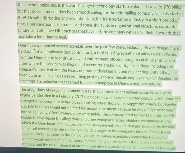  Uber Technologies, Inc. is the world's largest technology startup, valued at