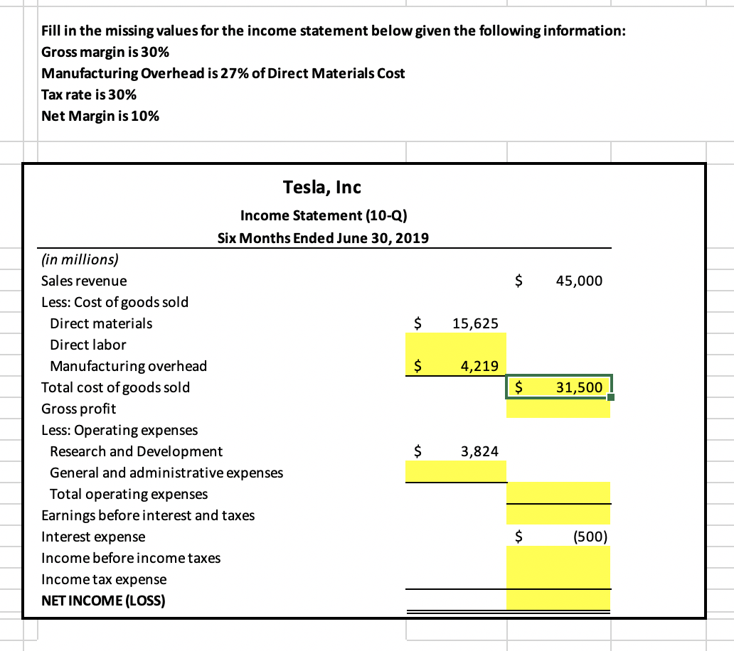 How do I solve for the ones highlighted in yellow? Fill in