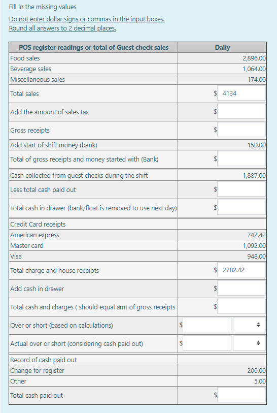 Please find the missing values. The tax rate is not given but