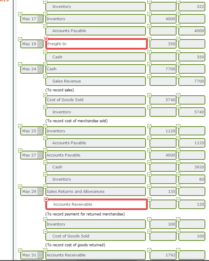 month of May. At the beginning of May, winters, ledger showed Cash