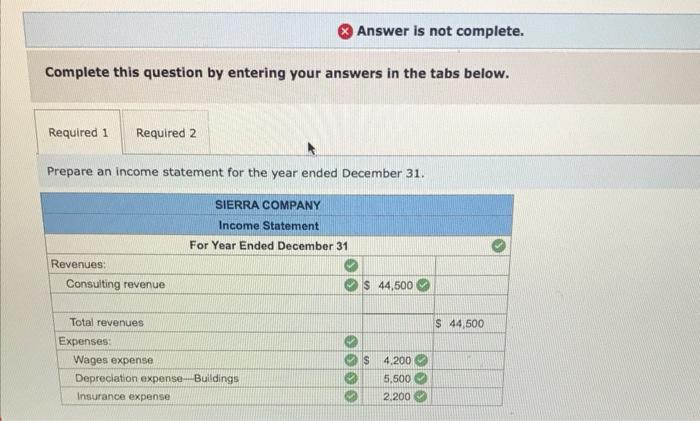 its not complete. [The following information applies to the questions displayed below.)