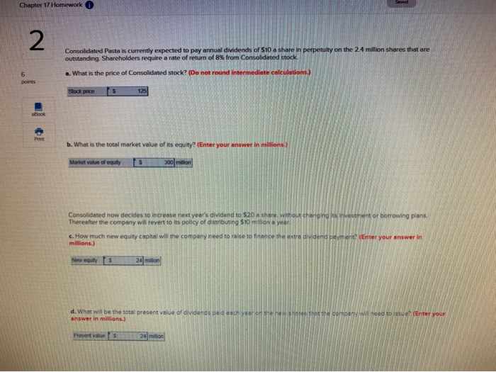  need help with question E, it is incorrect. Chapter 17 Homework