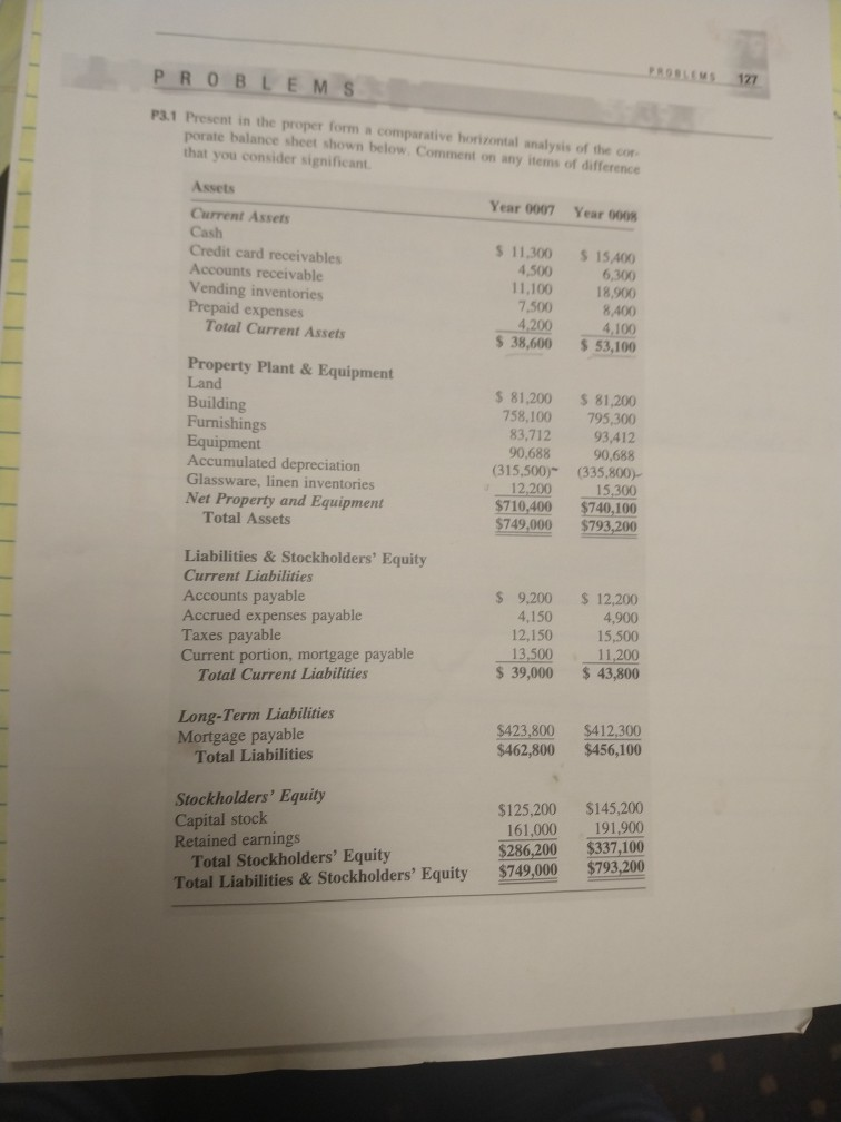 PROBLEMS OSLENS 127 P3.1 Present in the proper form a comparative