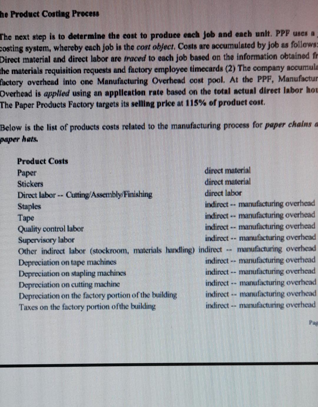 the Job Cost sheet to show all the total product costs for